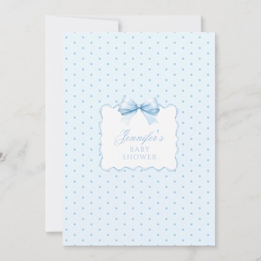 青いママまたはパパ弓男の赤ちゃんシャワーゲーム 招待状 (裏面)