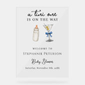 青いマルティーニの赤ちゃんシャワーが途中にある アクリルサイン (正面)