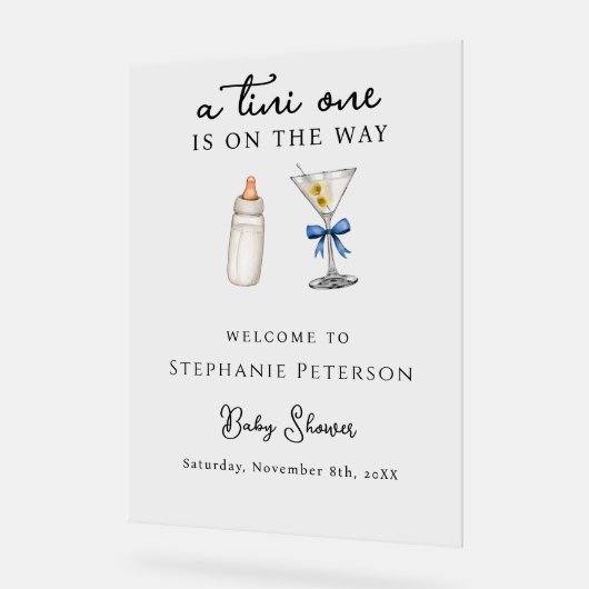 青いマルティーニの赤ちゃんシャワーが途中にある アクリルサイン (傾斜)