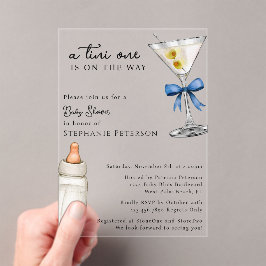 青いマルティーニの赤ちゃんシャワーが途中にある アクリル招待状