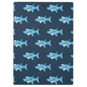 青いマンガのサメの模様 クリップボード (裏面)