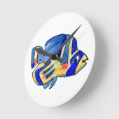 青いマンガのバタフライ ラウンド壁時計 (傾斜)