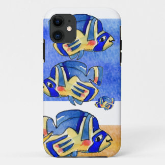 青いマンガのバタフライ iPhone 11 ケース
