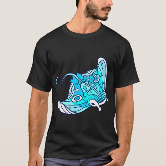 青いマンタ Tシャツ (正面)