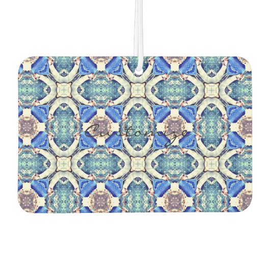 青いマンダラハートパターンThunder_Cove カーエアーフレッシュナー (正面)