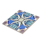 青いマンダラハートパターンThunder_Cove タイル (側面)