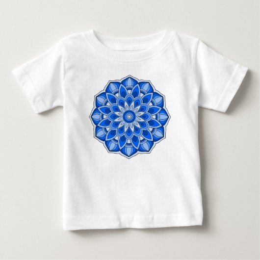 青いマンダラ ベビーTシャツ (正面)