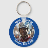 青いマーチングバンドの写真誇りを持ったの親 キーホルダー (正面)