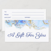 青いマーブリングデザインギフト券 (正面/裏面)