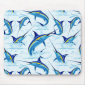 青いマーリンが海から飛び出す マウスパッド (正面)