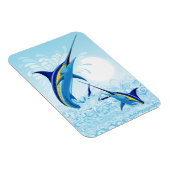 青いマーリンが海から飛び出す マグネット (右側)