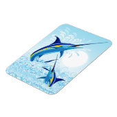 青いマーリンが海から飛び出す マグネット (左側)