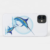 青いマーリンが海から飛び出す Case-Mate iPhoneケース (裏面(横))
