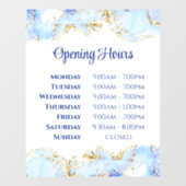 青いマーリングデザインの開店時間ウィンドウにしがみつく ウィンドウサイン (シート)