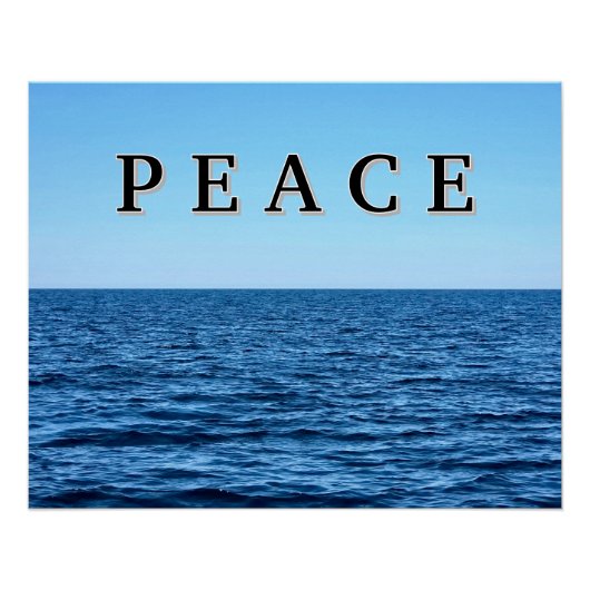 青いミシガン湖の上のPEACEの文字 ポスター (正面)