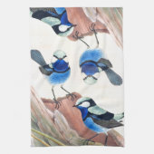 青いミソサザイの鳥の野性生物のAnimalslの台所タオル キッチンタオル (縦)