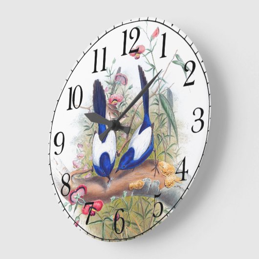 青いミソサザイの鳥の野性生物動物の柱時計 ラージ壁時計 (傾斜)