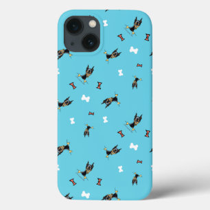 青いミニチュア・ピンシャーの弓および骨 iPhone 13ケース