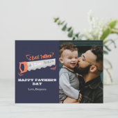 青いミニマル父最高の – 父の日の写真 カード (スタンド正面)