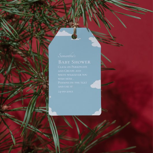 青いミニマル素朴な男の子のシャワー ギフトタグ