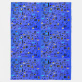 青いミュージカル楽器とメモ、 フリースブランケット (正面)