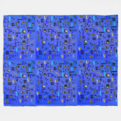 青いミュージカル楽器とメモ、 フリースブランケット (正面(横))