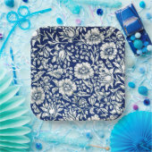 青いミロ、ヴィンテージの花の模様、 ペーパープレート (パーティー)