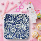 青いミロ、ヴィンテージの花の模様、 ペーパープレート (パーティー)