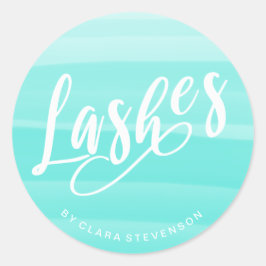 青いミントエレガントの水の色のブラシストロークが点滅 ラウンドシール