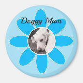 青いムームに可愛い子犬の写真 マグネット (正面)