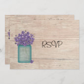 青いメイソンジャー Violets 結婚式 受付 RSVP 招待状 (正面/裏面)