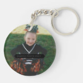 青いメガホンおよびチアリーダーのパーソナライズな写真 キーホルダー (裏面)