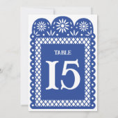 青いメキシカン紙の切り抜きテーブルナンバー 案内状 (裏面)