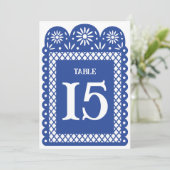 青いメキシカン紙の切り抜きテーブル番号 案内状 (スタンド正面)