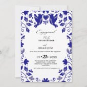 青いメキシカン タラベラエンゲージメントパーティー 招待状 (正面)