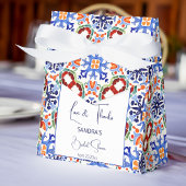 青いメキシコのカラフルタイルブライダルシャワー印刷 フェイバーボックス