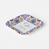 青いメキシコのカラフルタイルブライダルシャワー印刷 ペーパープレート (傾斜あり)