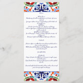 青いメキシコのカラフルタラベラのタイルメニューテンプレート メニュー (裏面)