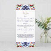 青いメキシコのカラフルタラベラのタイルメニューテンプレート メニュー (スタンド正面)