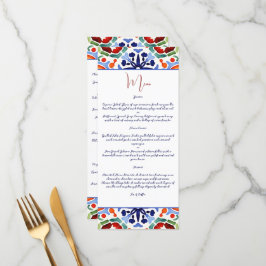 青いメキシコのカラフルタラベラのタイルメニューテンプレート メニュー