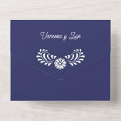 青いメキシコのタラベラ　親の名前入り オールインワン招待状 (裏面)