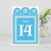 青いメキシコの紙の切り抜きテーブル番号 案内状 (スタンド正面)