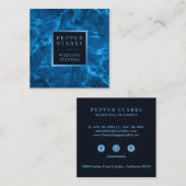 青いメタリックフレームと大理石|名刺 スクエア名刺 (正面/裏面)