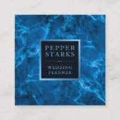 青いメタリックフレームと大理石|名刺 スクエア名刺 (正面)