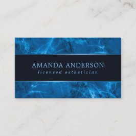 青いメタリックフレームと大理石|名刺 名刺