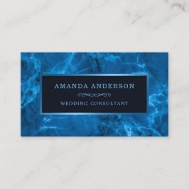 青いメタリックフレームと大理石|名刺 名刺