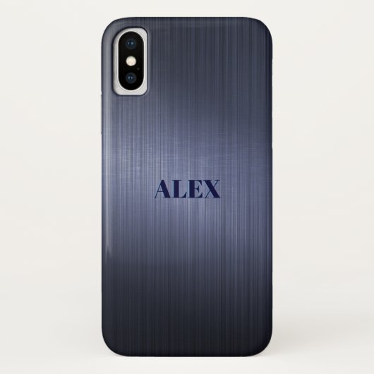 青いメタリックブラシアルミルック Case-Mate iPhoneケース (裏面)