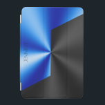 青いメタリックルック背景iPadミニカバー iPad Miniカバー<br><div class="desc">青と黒の幾何学的な背景、カスタマイズ可能な背景を持つメタリックな外観。</div>