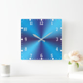 青いメタリック背景–36361 スクエア壁時計 (ホーム)