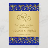 青いメニューカードの黄金色の葉の渦巻き メニュー (裏面)